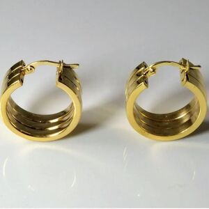 Wide Yellow Gold Hoop Earrings
